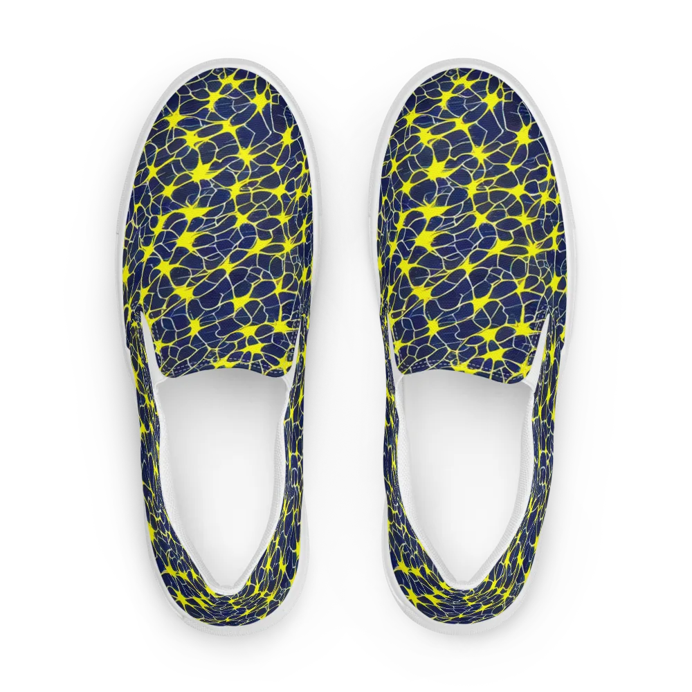 Neon Neural Network on Women's Slip-On Canvas Shoes — Front