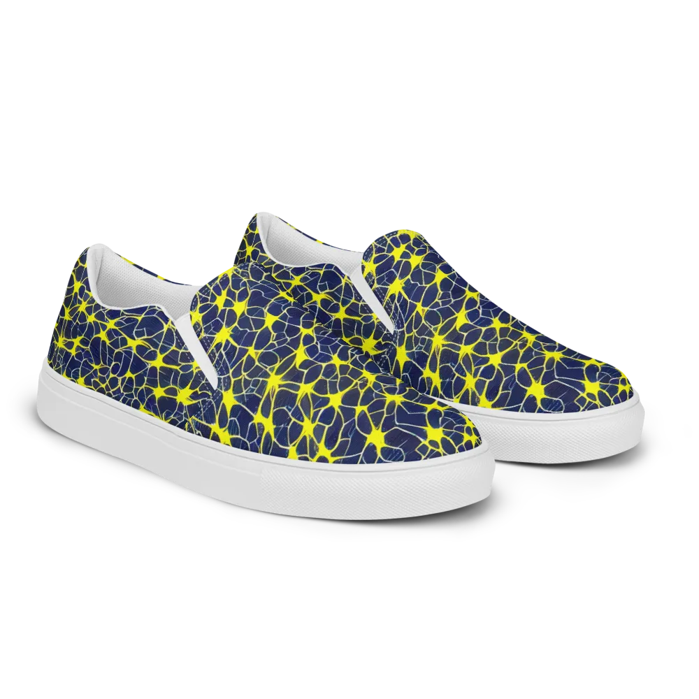 Neon Neural Network on Women's Slip-On Canvas Shoes — Right Front