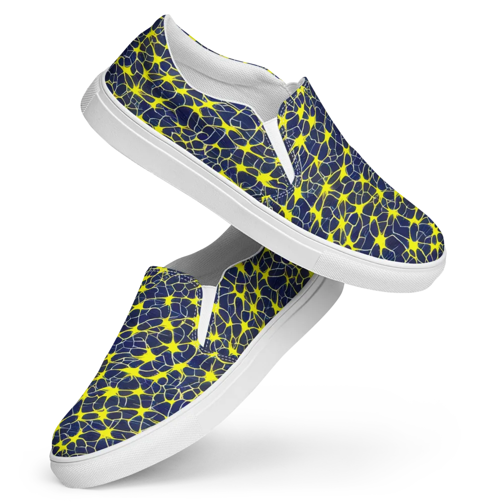 Neon Neural Network on Women's Slip-On Canvas Shoes — Front