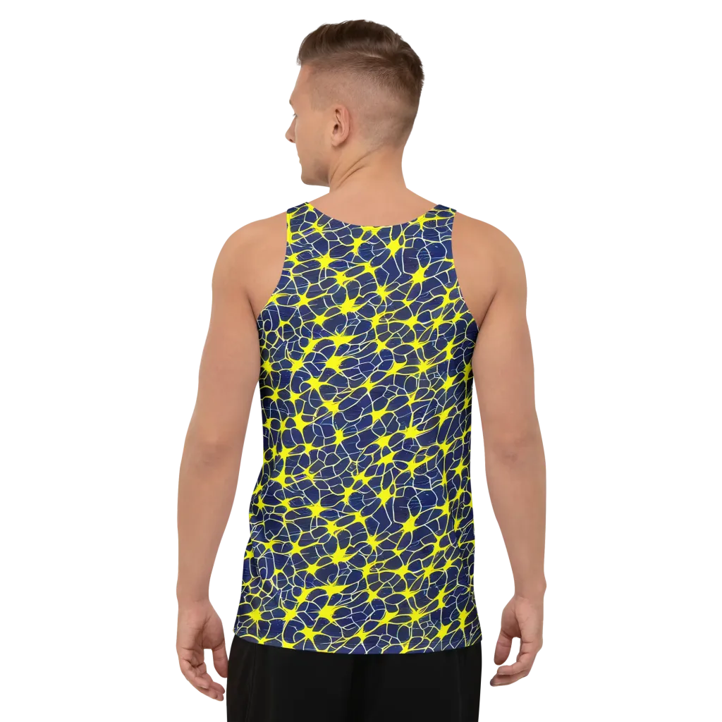 Neon Neural Network on Men's Tank Top — Back