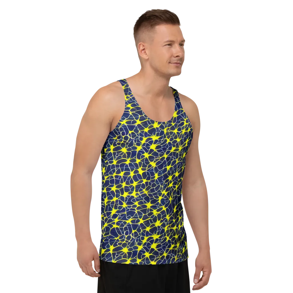 Neon Neural Network on Men's Tank Top — Right Front