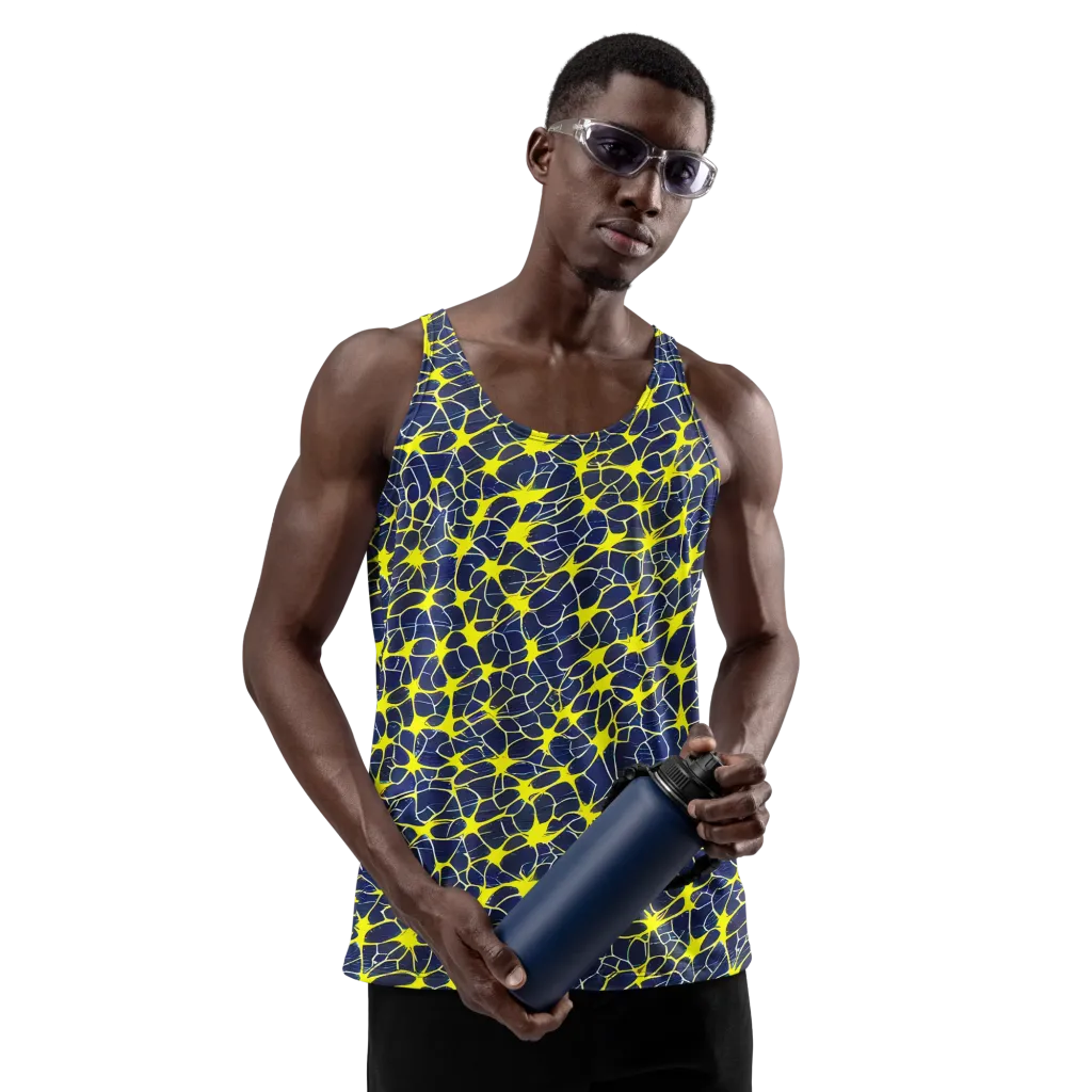 Neon Neural Network on Men's Tank Top — Front