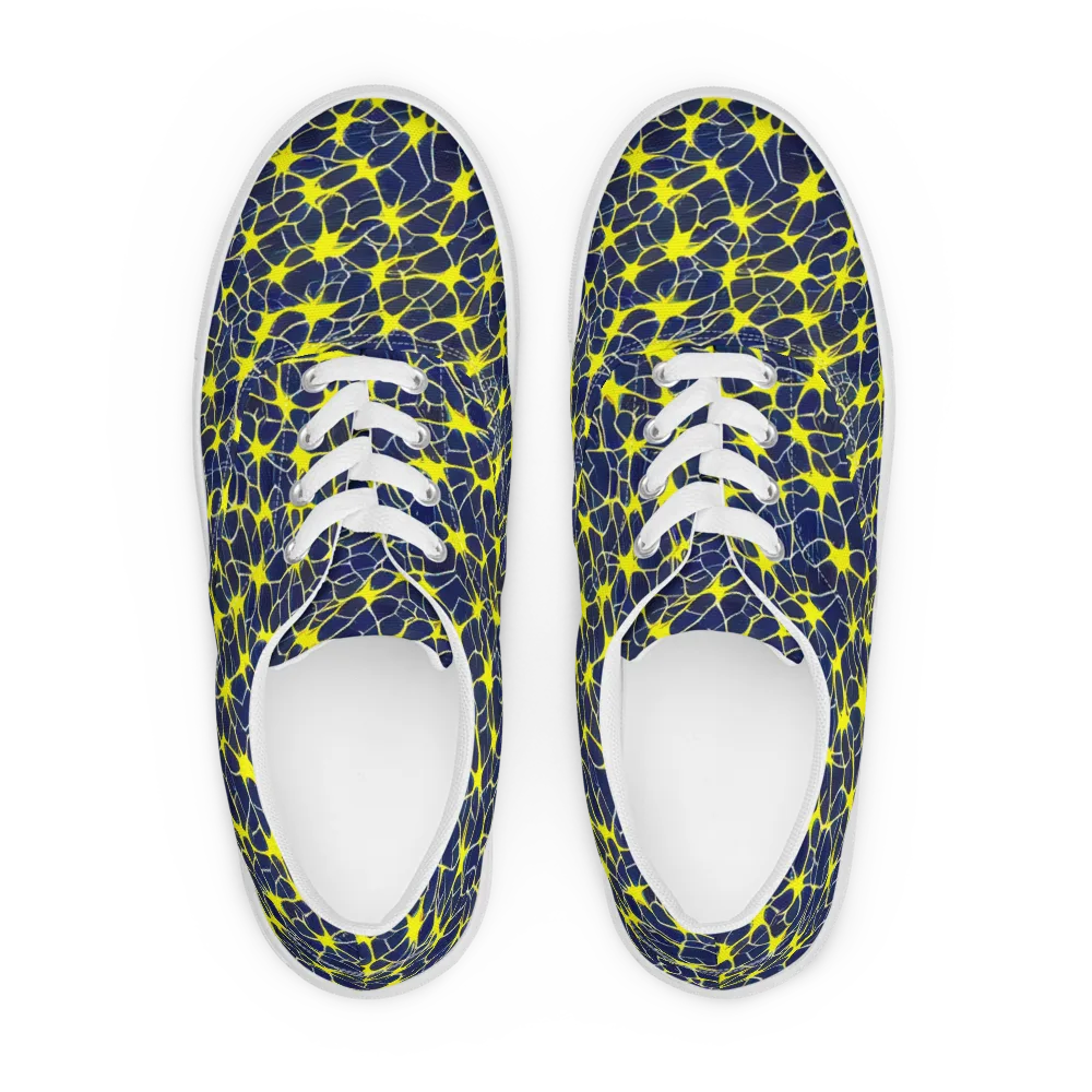 Neon Neural Network on Men's Lace-Up Canvas Shoes — Front