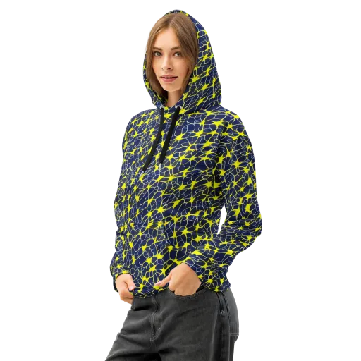 Neon Neural Network on a Cotton Hoodie
