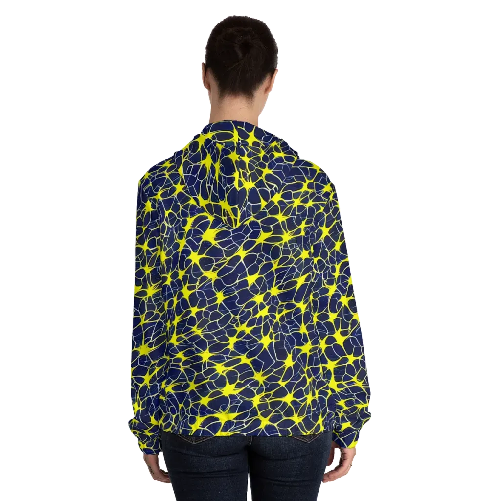 Neon Neural Network on Women's Full-Zip Hoodie — Back On Person