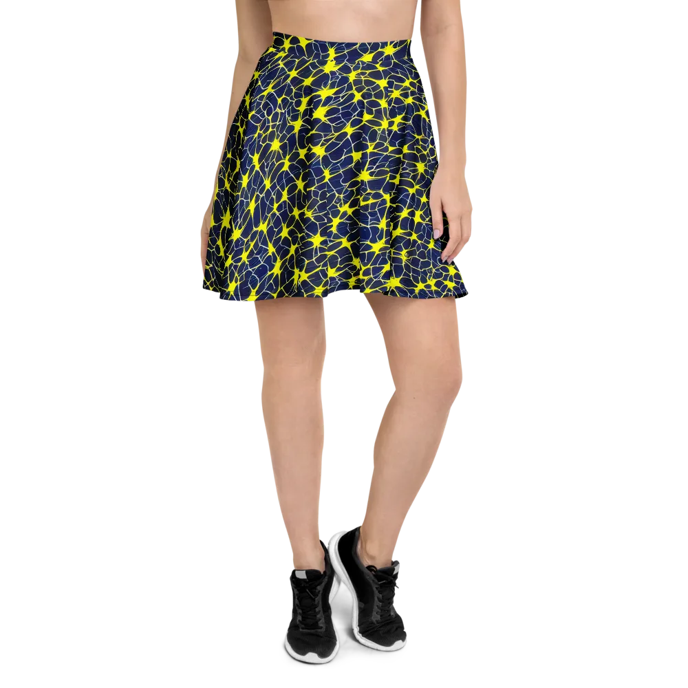 Neon Neural Network on Skater Skirt — Front
