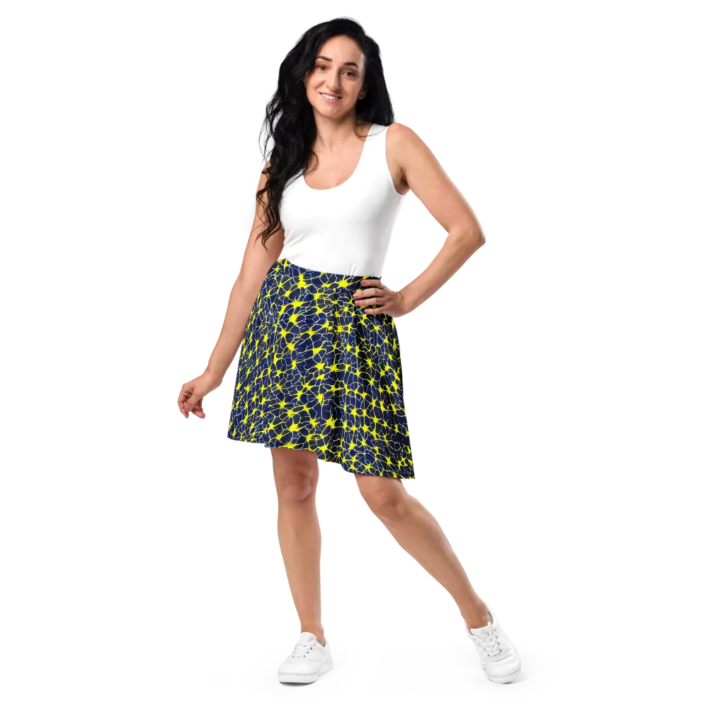 Neon Neural Network on Skater Skirt — Front