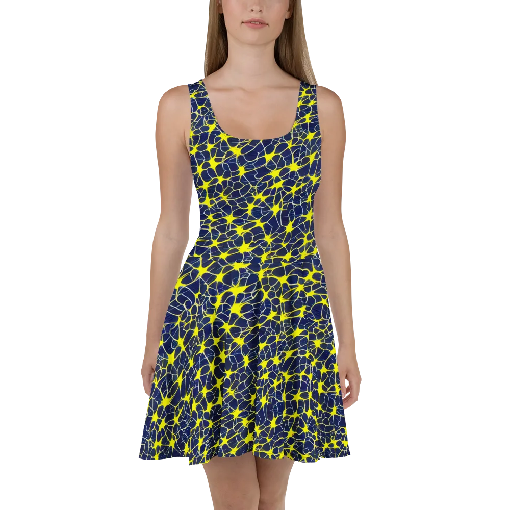 Neon Neural Network on Skater Dress — Front
