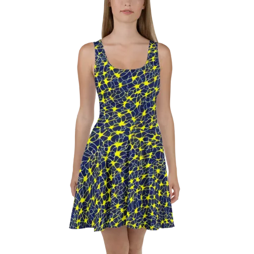 Neon Neural Network on a Skater Dress