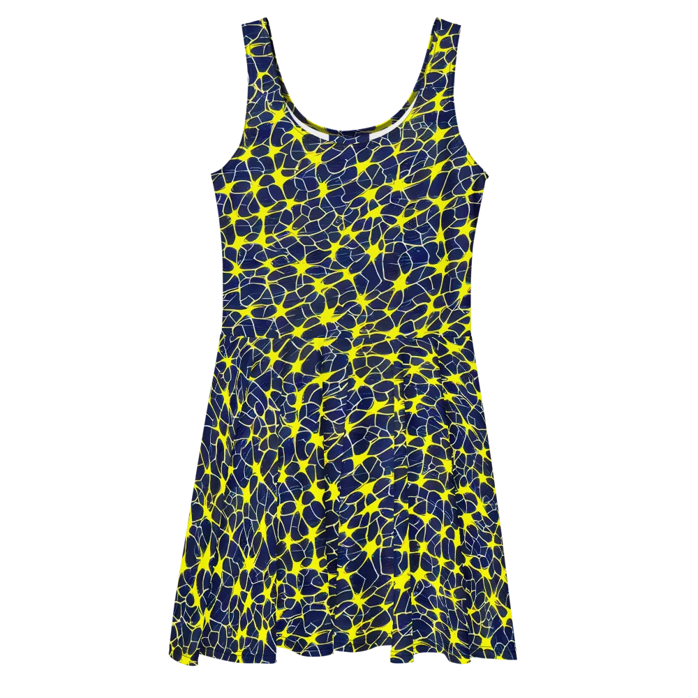 Neon Neural Network on Skater Dress — Front