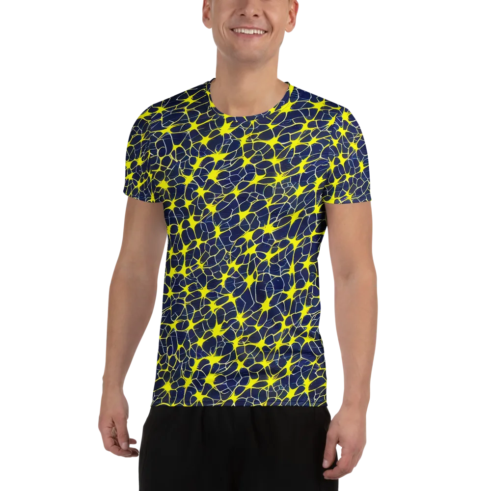 Neon Neural Network on Men's Athletic T-Shirt — Front