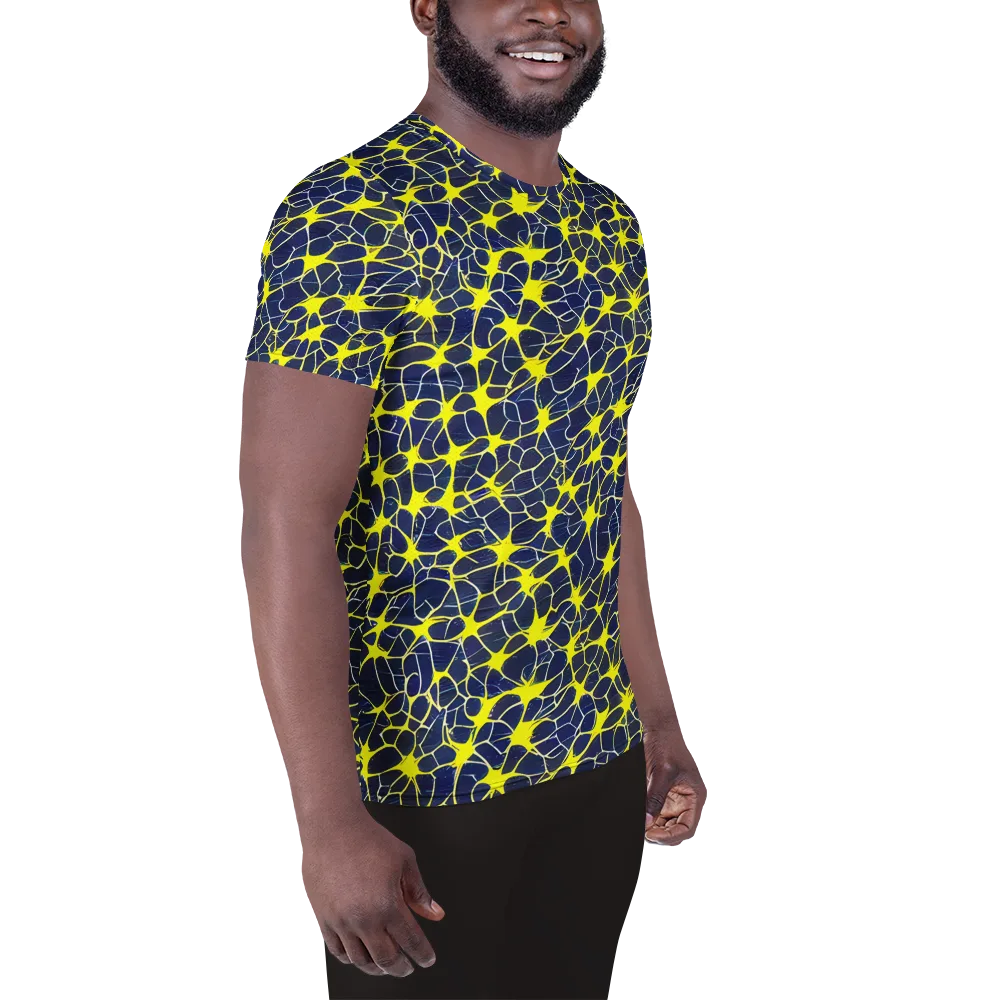 Neon Neural Network on Men's Athletic T-Shirt — Right
