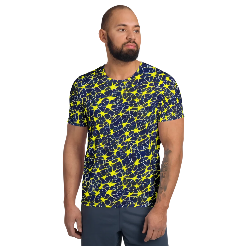Neon Neural Network on Men's Athletic T-Shirt — Front