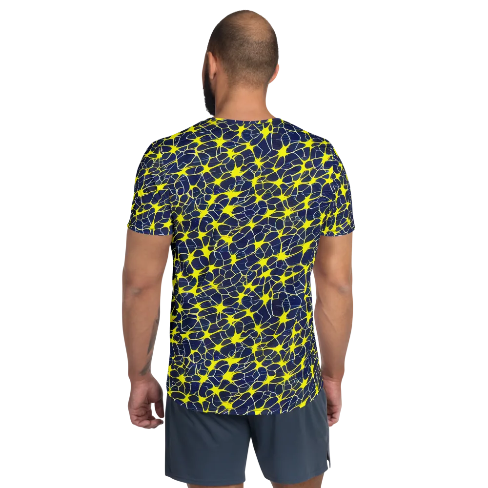 Neon Neural Network on Men's Athletic T-Shirt — Back
