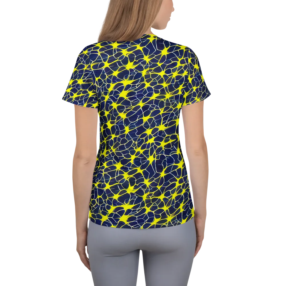 Neon Neural Network on Women's Athletic T-Shirt — Back