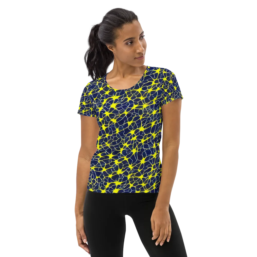 Neon Neural Network on Women's Athletic T-Shirt — Front