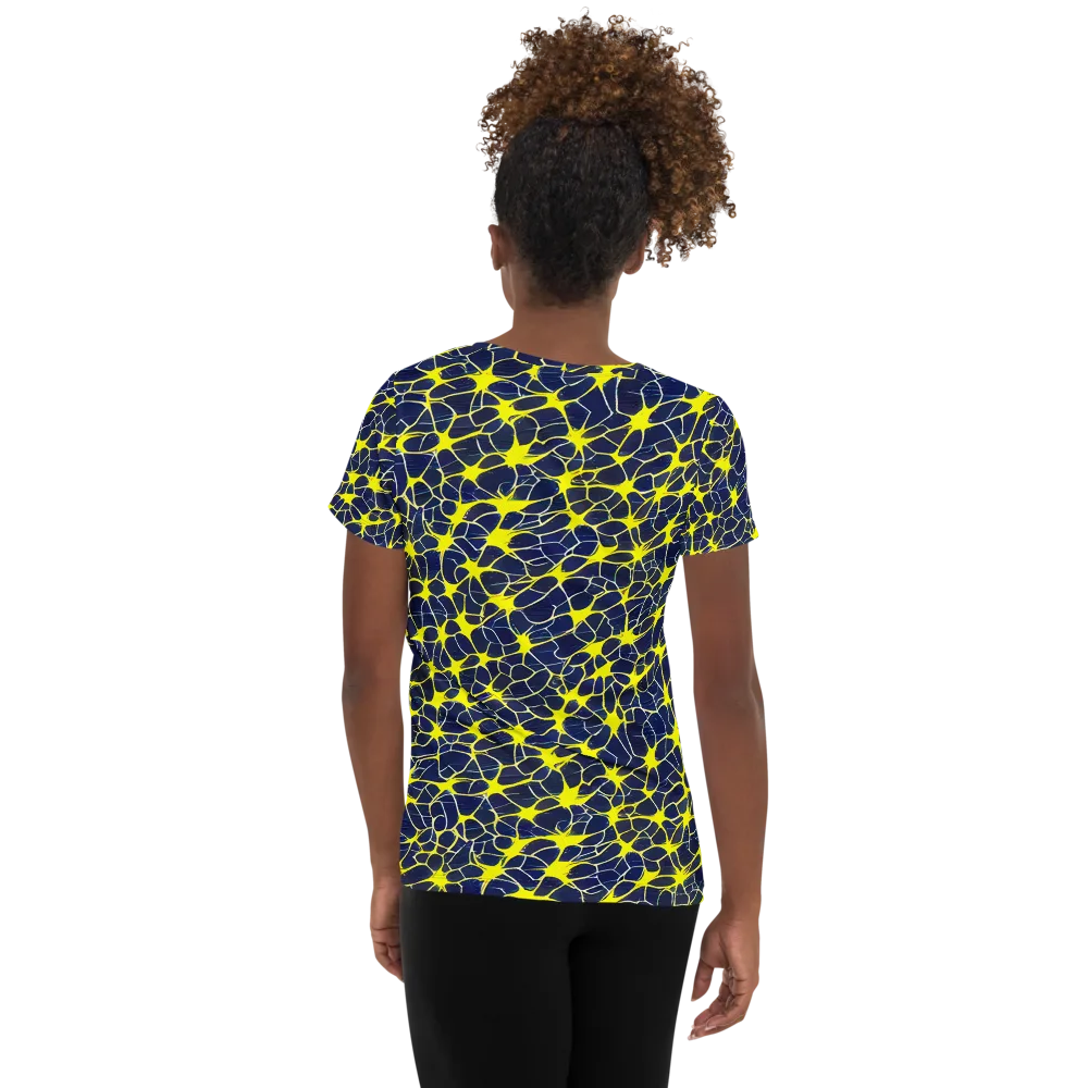 Neon Neural Network on Women's Athletic T-Shirt — Back
