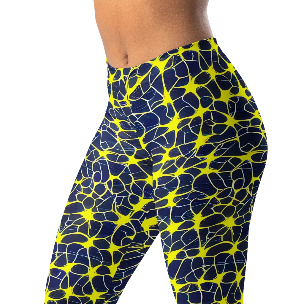 Neon Neural Network on Leggings — Left Front