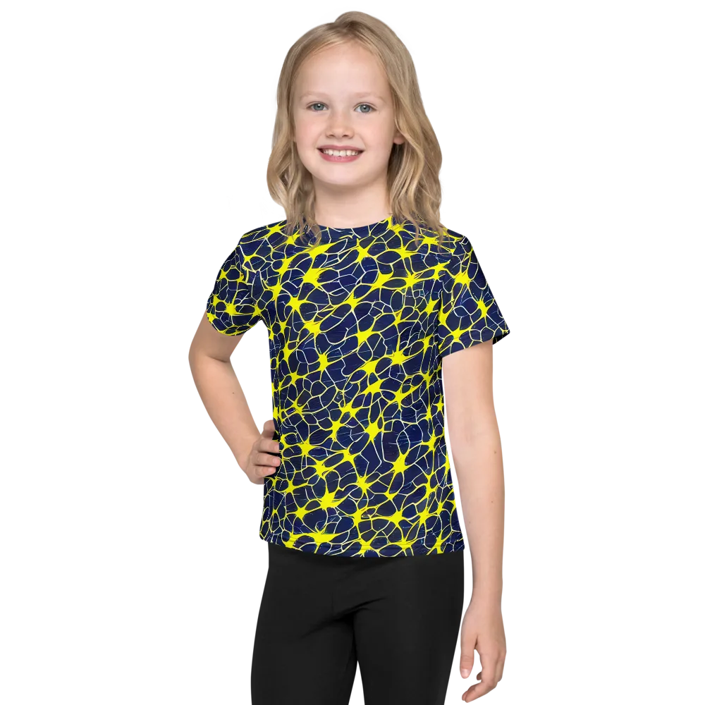 Neon Neural Network on Kids Crew Neck T-Shirt — Front