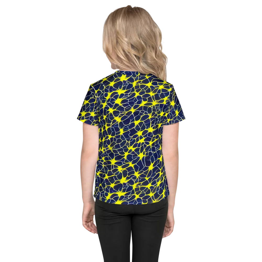Neon Neural Network on Kids Crew Neck T-Shirt — Back