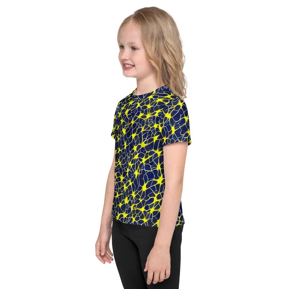 Neon Neural Network on Kids Crew Neck T-Shirt — Left