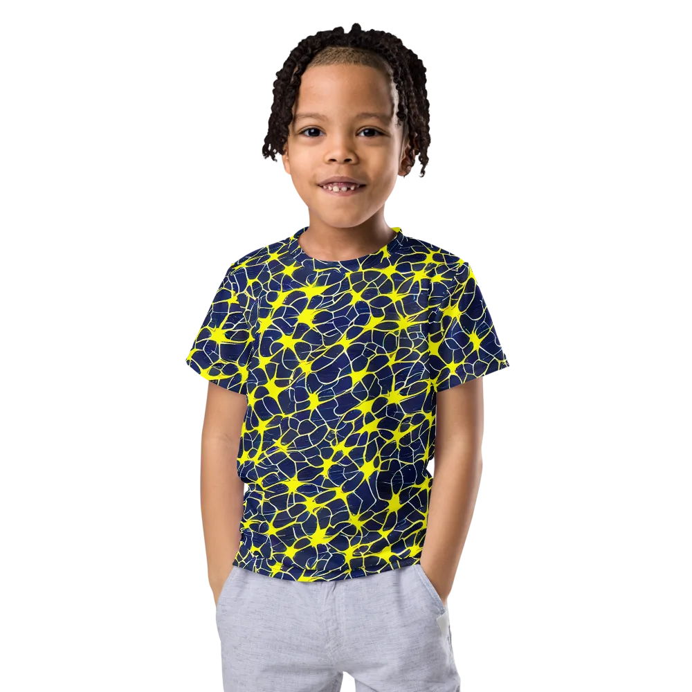 Neon Neural Network on Kids Crew Neck T-Shirt — Front