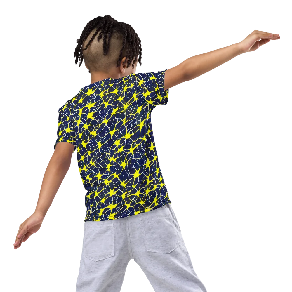 Neon Neural Network on Kids Crew Neck T-Shirt — Back