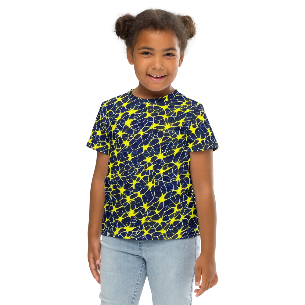 Neon Neural Network on Kids Crew Neck T-Shirt — Front