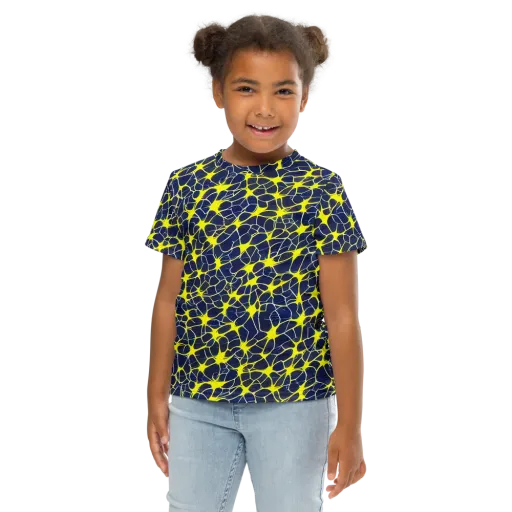 Neon Neural Network on a Kids Crew Neck T-Shirt