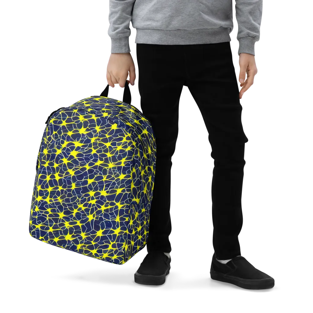 Neon Neural Network on Minimalist Backpack — Zoomed-in