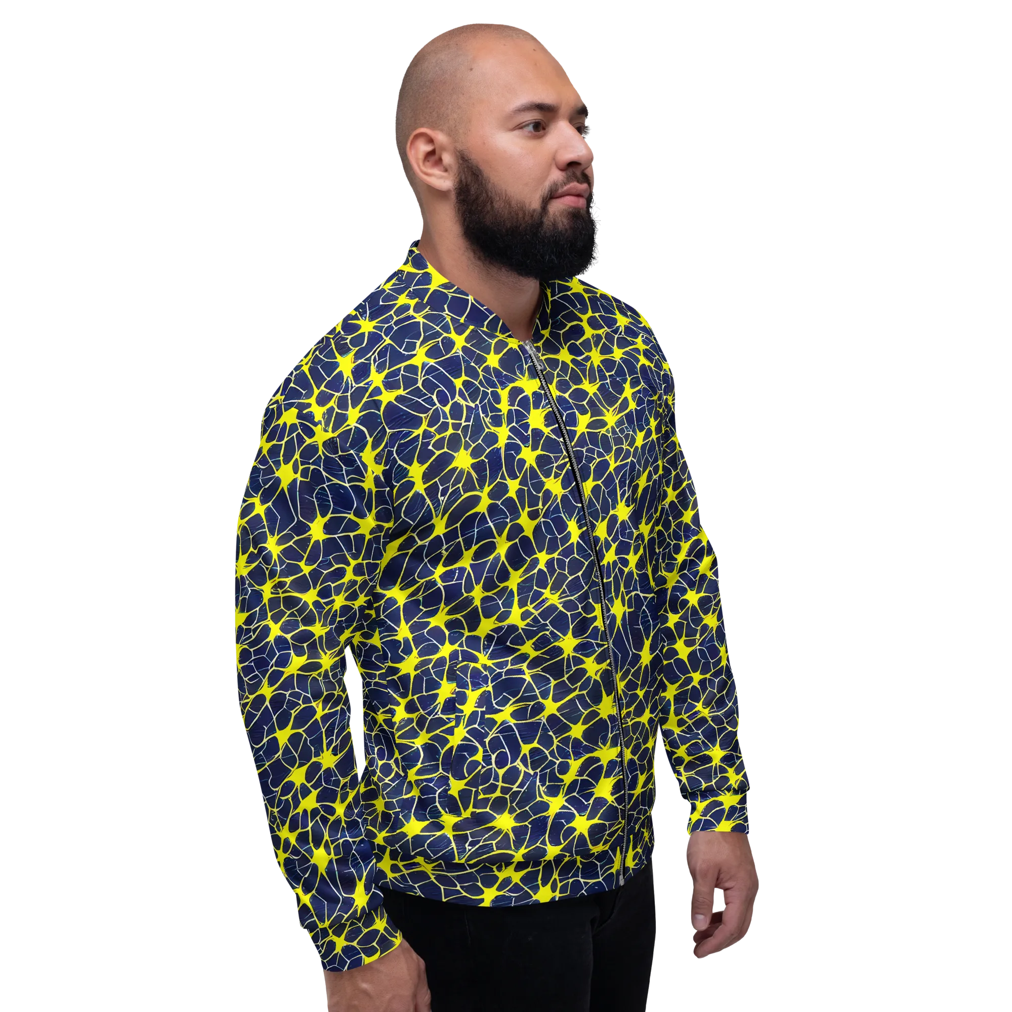 Neon Neural Network on Bomber Jacket — Right