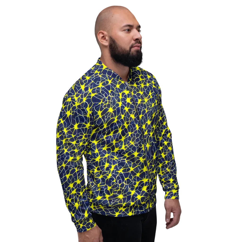 Neon Neural Network on Bomber Jacket — Right