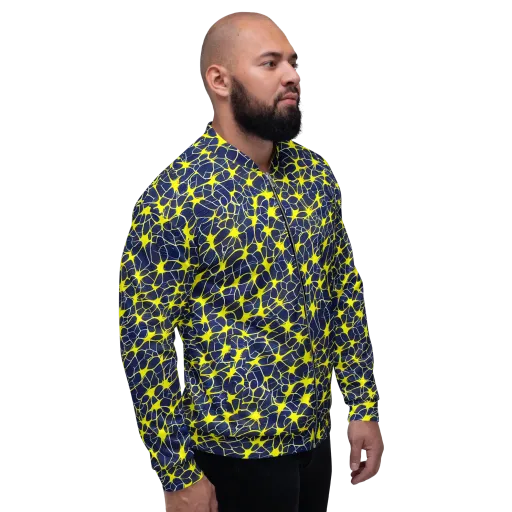 Neon Neural Network on a Bomber Jacket