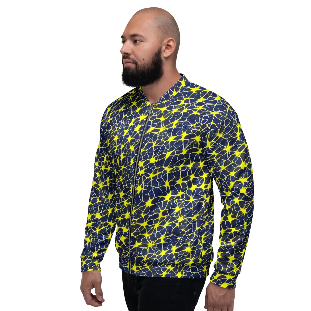 Neon Neural Network on Bomber Jacket — Left