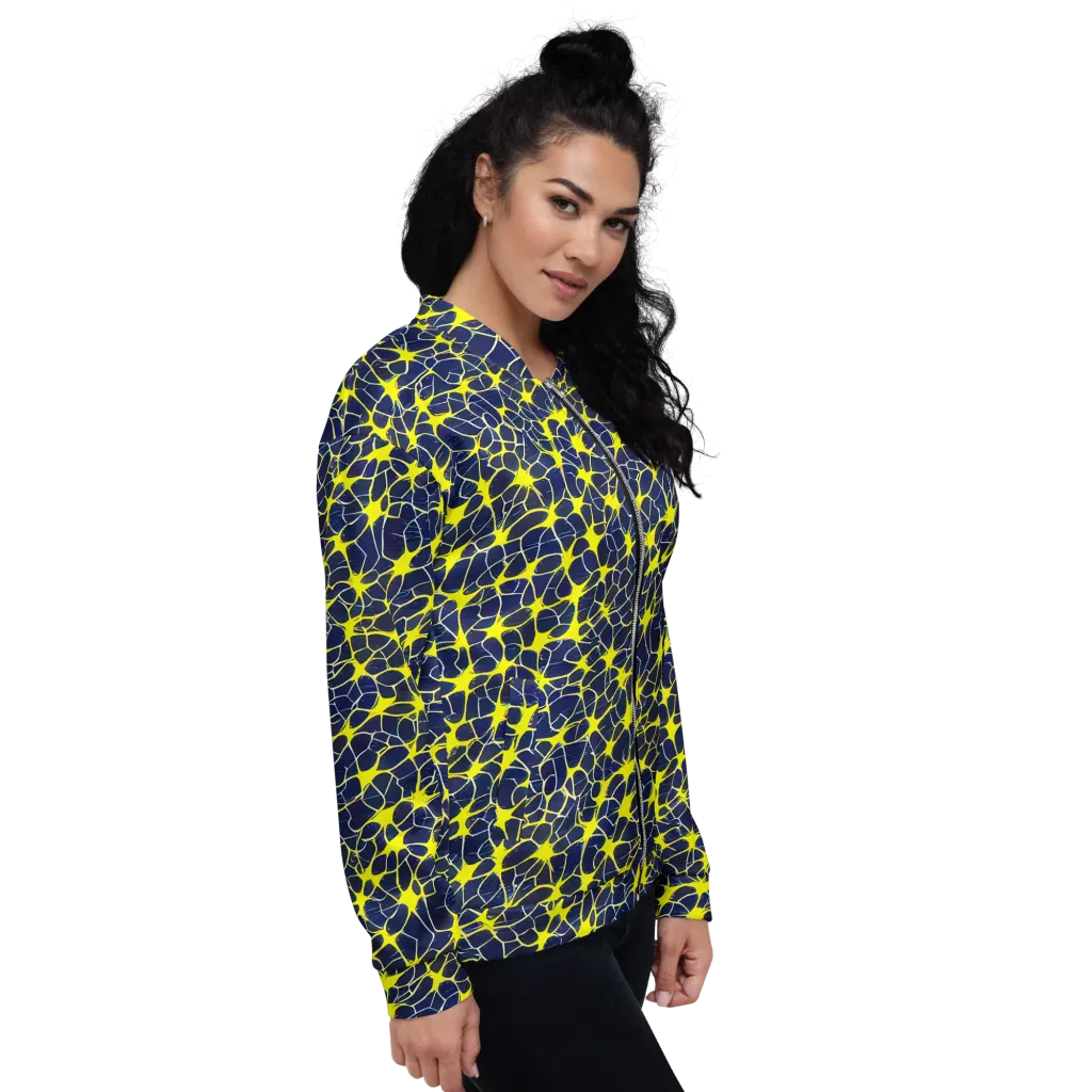 Neon Neural Network on Bomber Jacket — Right
