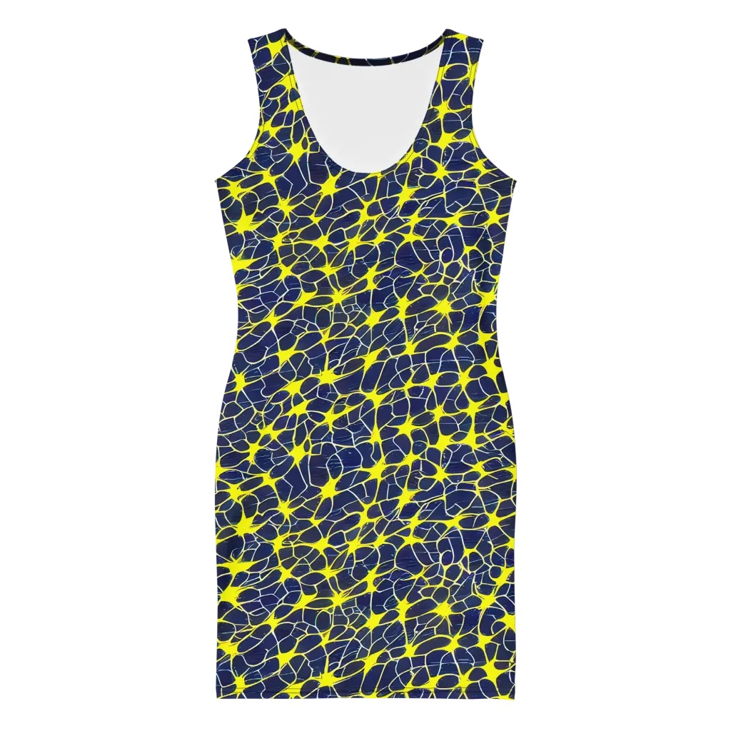 Neon Neural Network on Bodycon Dress — Front