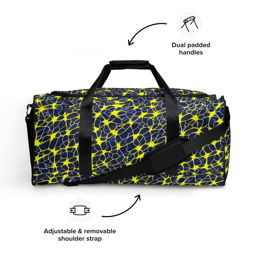 Neon Neural Network on Duffle Bag — Front