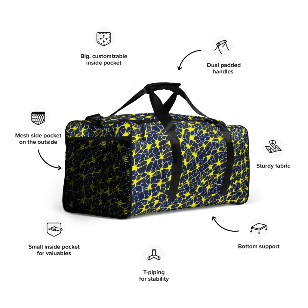 Neon Neural Network on Duffle Bag — Right Front