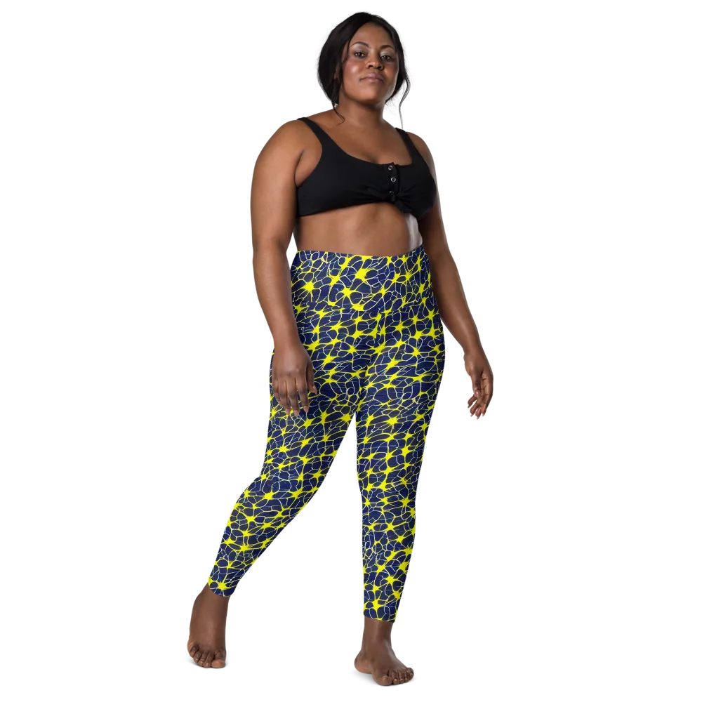 Neon Neural Network on Leggings with Pockets — Front