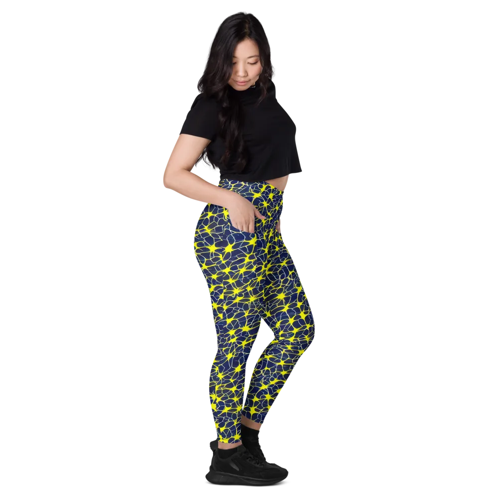 Neon Neural Network on Leggings with Pockets — Right