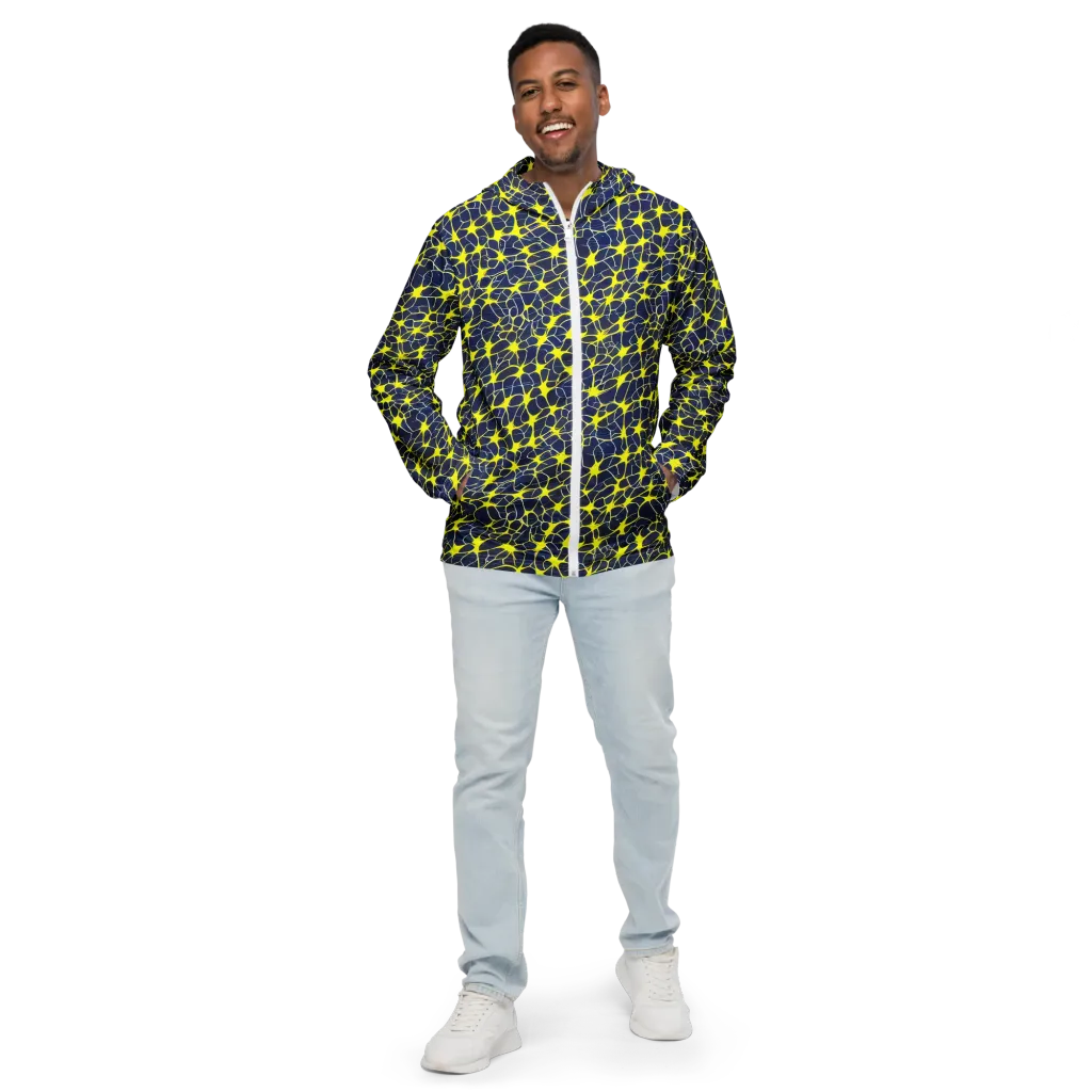Neon Neural Network on Men's Windbreaker — Front