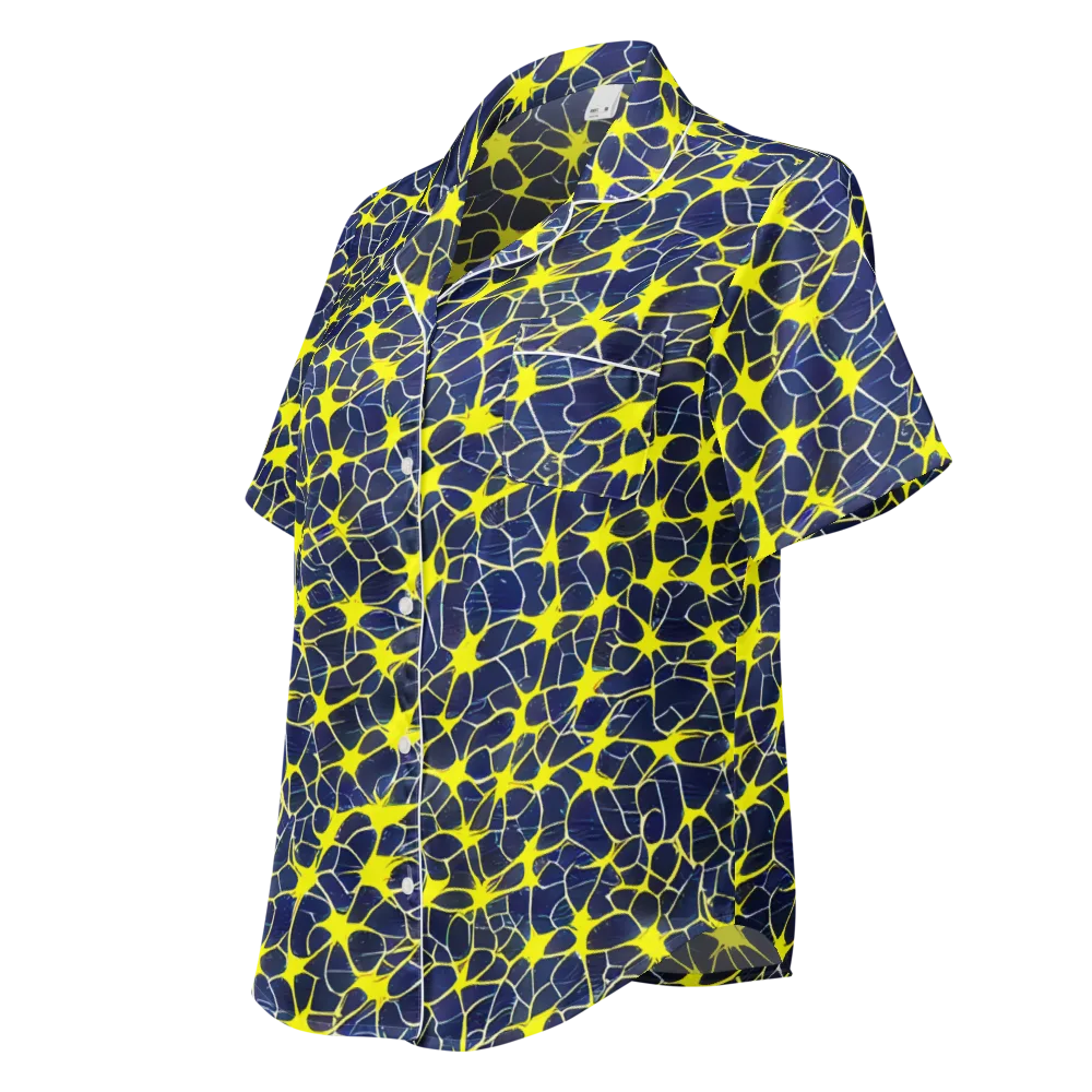 Neon Neural Network on Women's Short Sleeve Pajama Top — Left Front