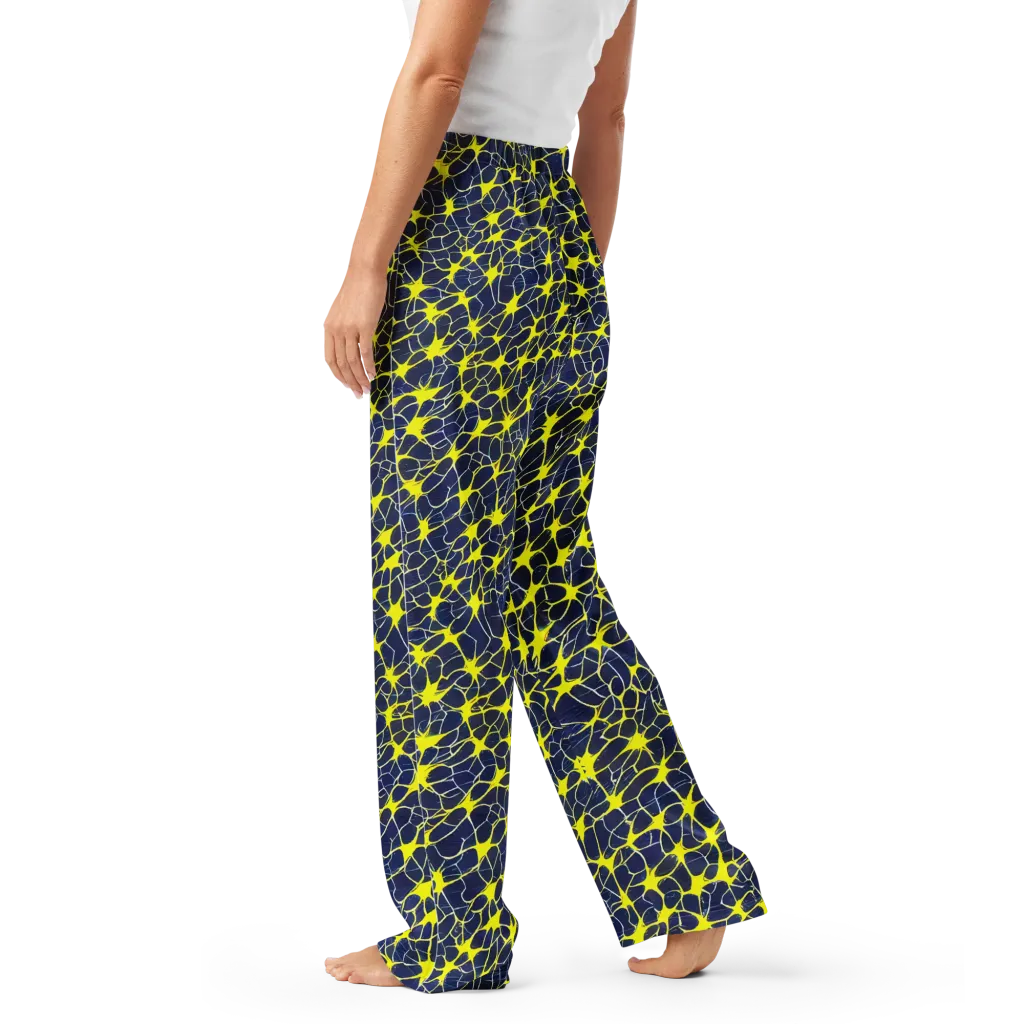Neon Neural Network on Women's Pajama Pants — Left