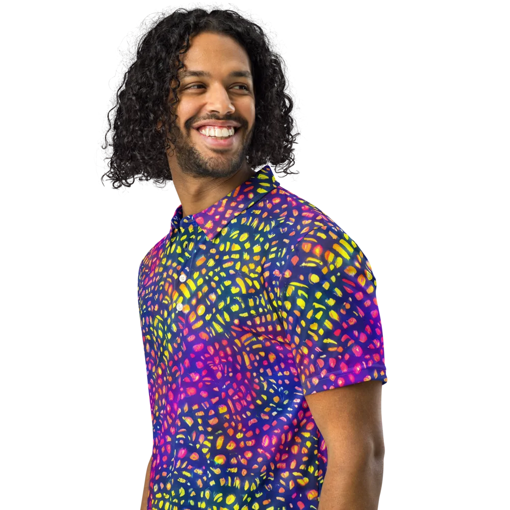 Prismatic Scatter on Men's Slim Fit Polo Shirt — Left Front