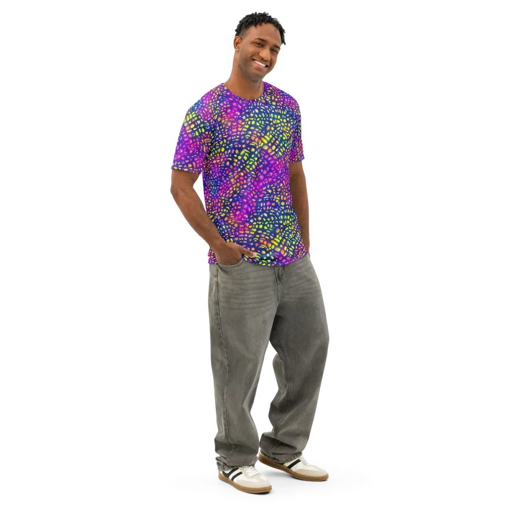 Prismatic Scatter on Men's Cotton Crew Neck T-Shirt — Right Front