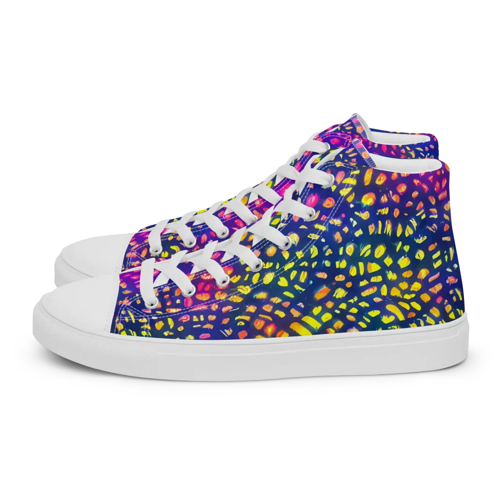 Prismatic Scatter on Men's High Top Canvas Shoes — Left