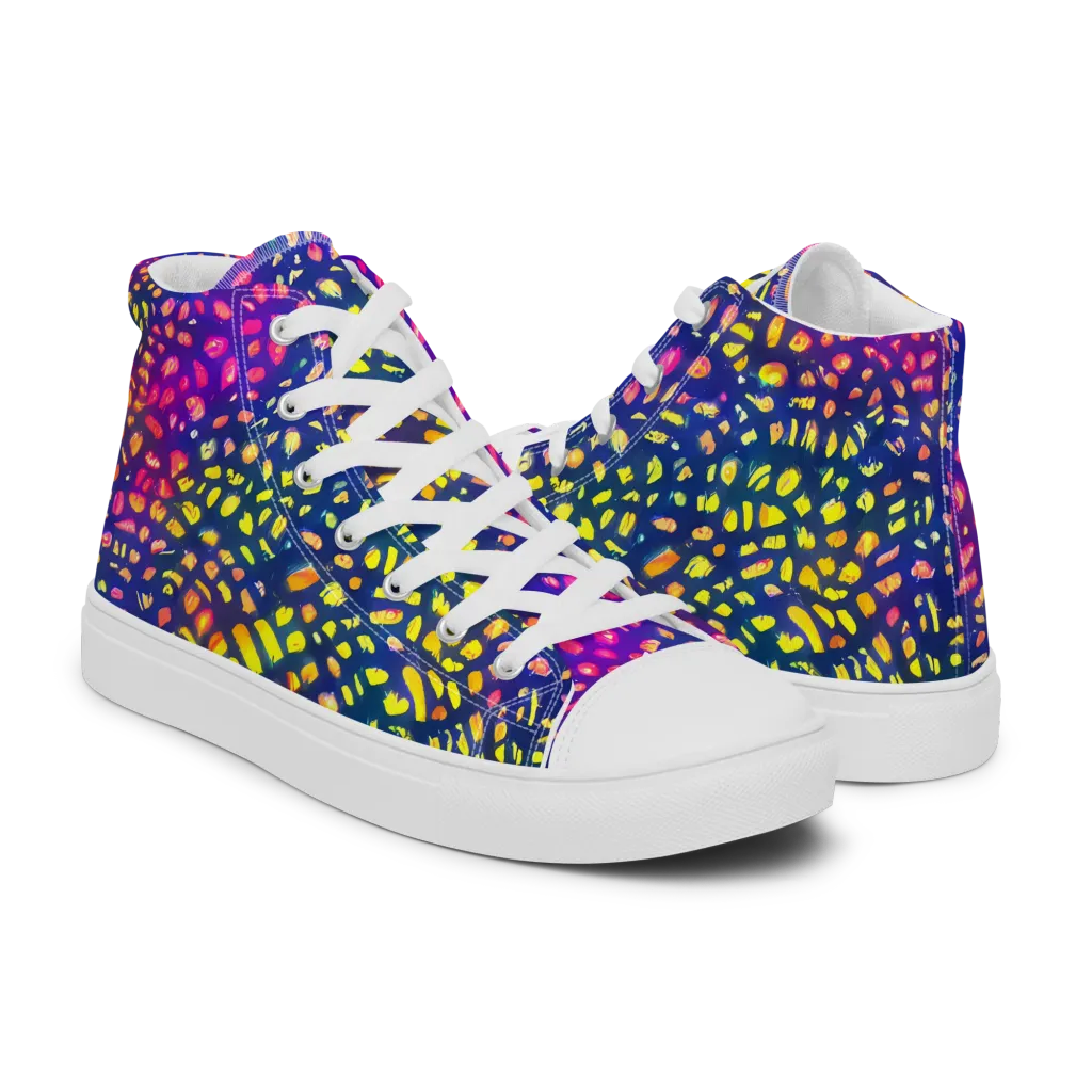 Prismatic Scatter on Men's High Top Canvas Shoes — Right