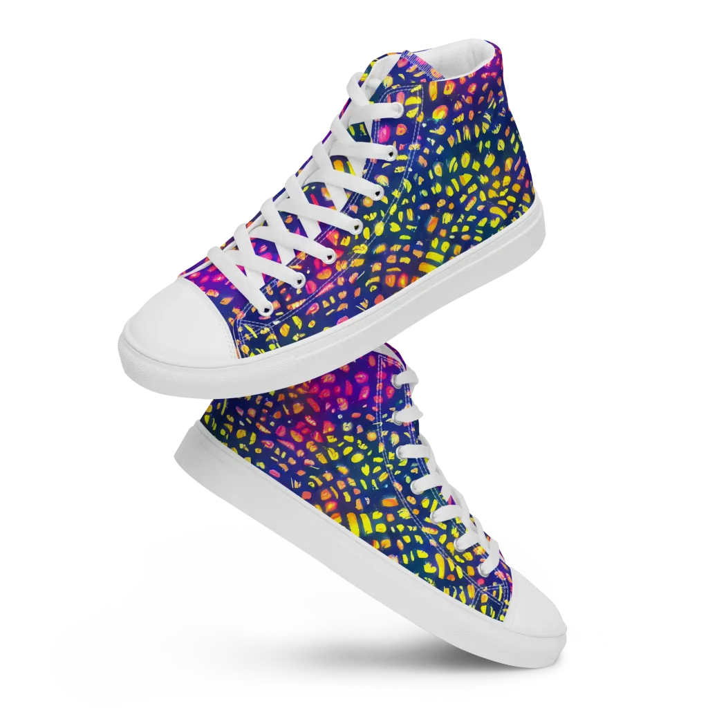 Prismatic Scatter on Men's High Top Canvas Shoes — Front