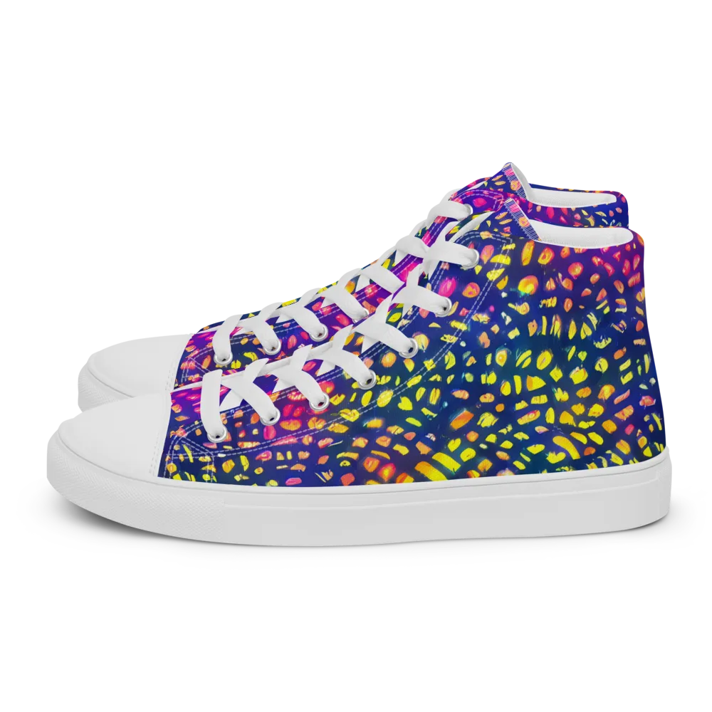 Prismatic Scatter on Women's High Top Canvas Shoes — Left