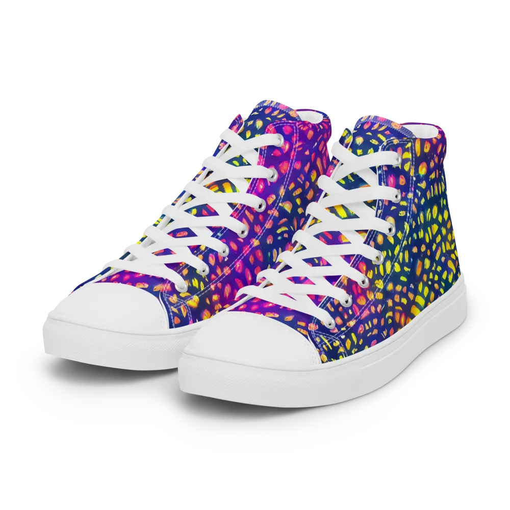 Prismatic Scatter on Women's High Top Canvas Shoes — Left Front